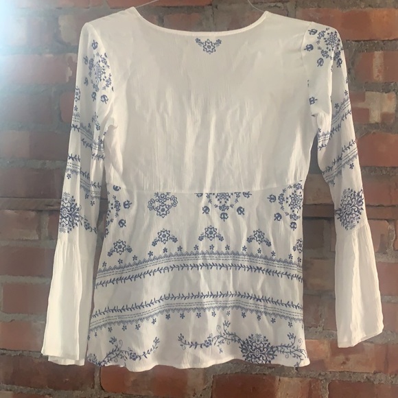 BP Nordstrom - White and blue bohemian style with bell sleeves - XS - Picture 3 of 5